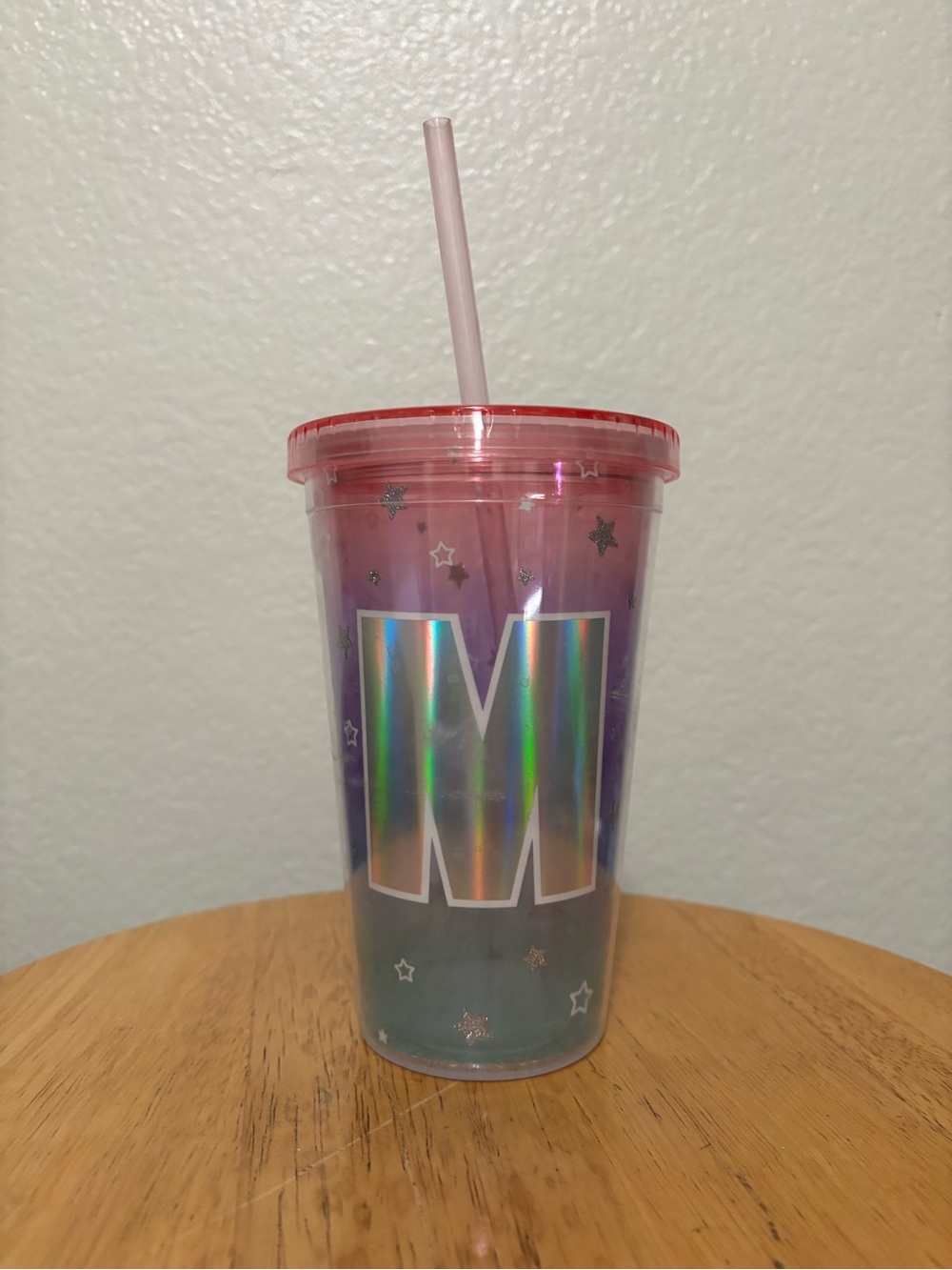 M tumbler cup with straw